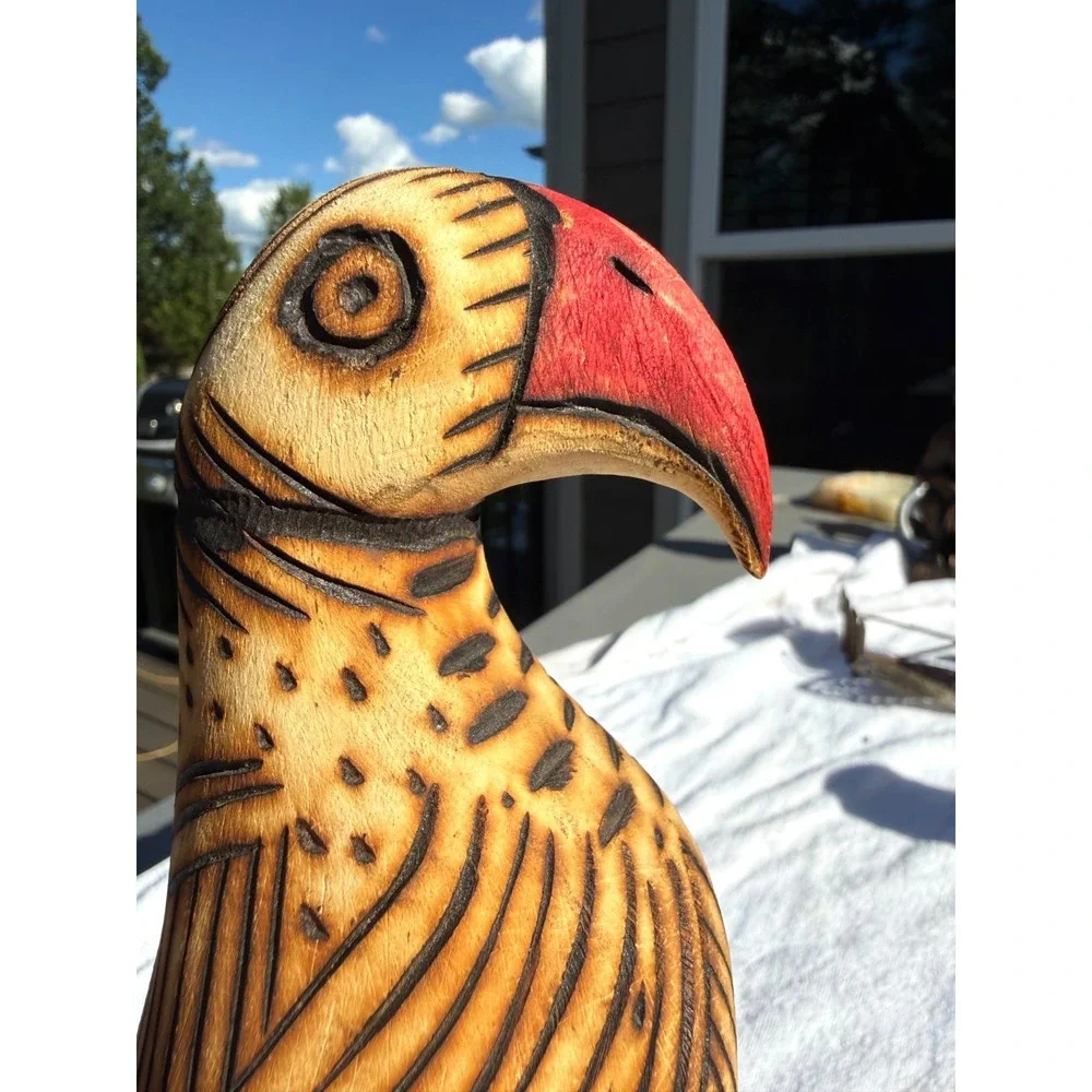 Unique Carved Wooden Artisan Bird Sculpture Toucan Folk Art 12